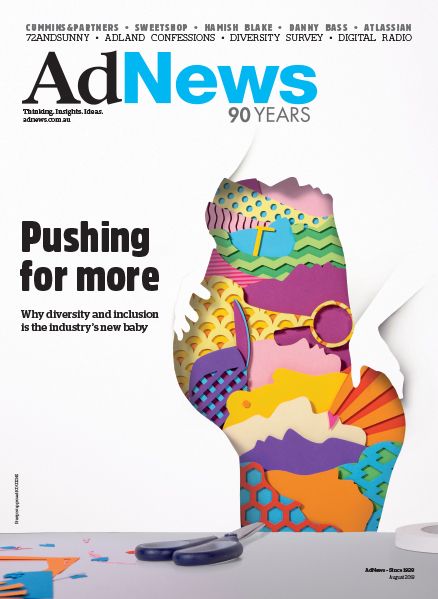 72andSunny design AdNews August 2018 front cover