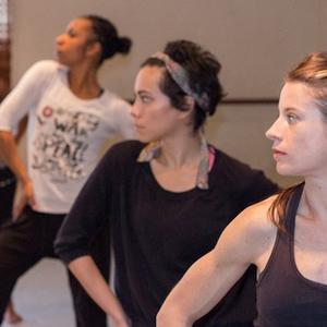Dancers front to back:  Floeur Alder, Nicola Sabatino, Justina Truscott, Anne-Jannette Phillips.  
Photo:  Berrycart Creative.