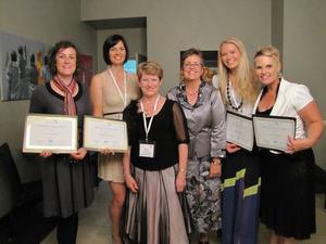 Airservices AWPA Awards 2012. L-R Jessamyn Cull, Danielle Labinsky, outgoing AWPA National Vice President Neva Cavenagh-Doble, Airservices' Vicki Huggins, Alice Klingberg and Tammy Augostin.