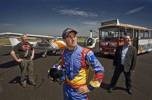 L-R: BSB's Phillip Hammon, Matt Hall and CEO Blue Mountains and Oberon Tourism James Shearer are looking forward to the bicentenary mass flyover. (via Sports Communication Australia)