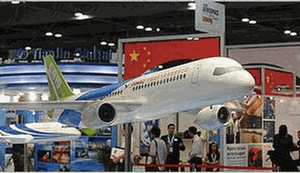 On the floor at the Zhuhai Airshow in China.