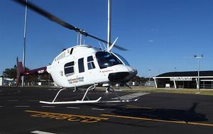 A Heliwest helicopter arrives at the new Roma base. (Heliwest)