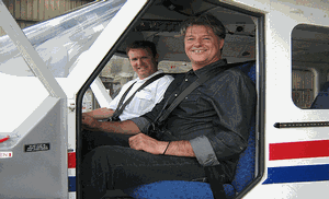 Ken Evers (left) and Tim Pryse (right) in their GA8 Airvan.