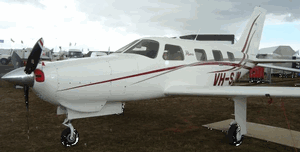 A Moorabbin Flying Services' Piper Matrix turboprop on display this week at the Avalon Airshow.