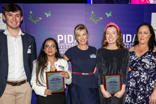 2025 scholarship finalists and winners 2025 with ABA CEO Martine Poulain (centre).