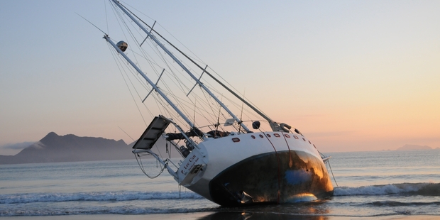Stranded yacht