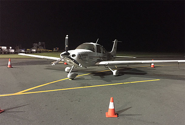 Cirrus SR22 VH-IBC on the tarmac at Maroochydore before departing for Fiji last Monday morning. (Wings Around the World)