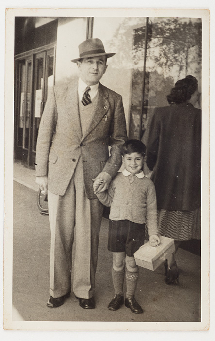 Aaron Levine and son David, 1949. Elizabeth Street. Image courtesy Agnes Levine.