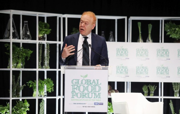 Anthony Pratt, executive chairman of Visy, addresses the Global Food Forum.

(Image: The Australian)