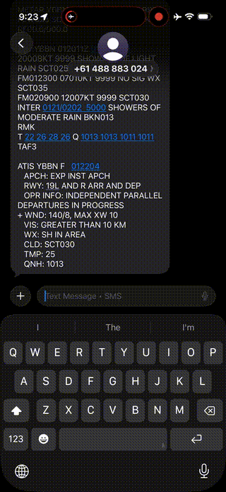 AvCARS allows pilots to request weather for airports worldwide by sending a simple text message. (AvSoft)