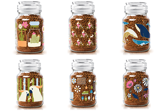 (l-r) Limited-edition Moccono decorative jar designs: Above – Renew by Nicole Canuto, Pedalling Forward by Jemma Ortiger, Our Whales Below by Kaitlyn Tassie, Below – Protecting Friends by Celine Groene, Small Actions by Georgia Billma and Bee the Change by Sophie Williamson.