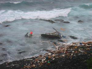 Not much left of Tarion on the beach, 30 minutes later.