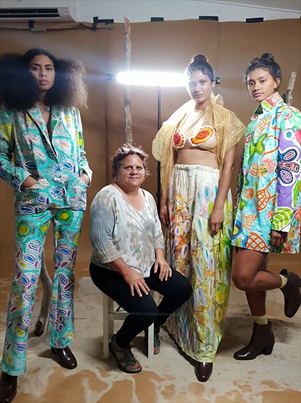 Taking Shape x Elverina Johnson - L to R: Gillyba Ambrum, Elverina Johnson, Benita Williams and Lisa Fatnowna. Photography: Roger Dat