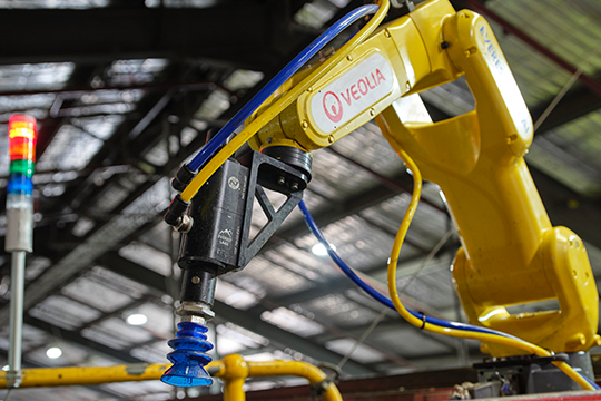 The system can sort seven different types of plastic with 95% accuracy and process materials 2-3 times faster than traditional methods.