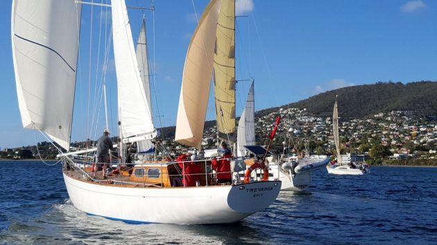 The classic yacht Trevassa showed she is still a fine yacht in a  breeze. Photo by Michelle Denney.