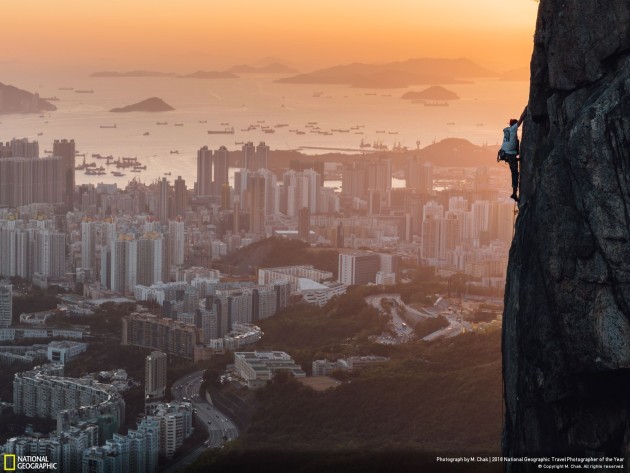 Rock climbing places around the world. Some are in the forest or in remote mountains. Hong Kong's Lion Rock is in the center of the city. This is a unique Hong Kong.