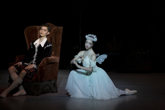 Hayley Thompson as the Sylph and Thomas McClintock as James in the Australian Ballet School's graduation performance.