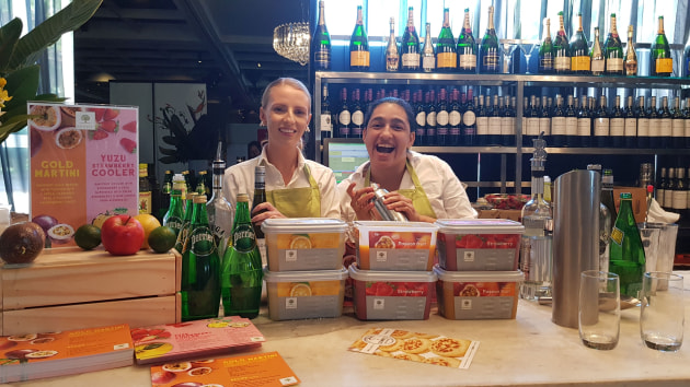 Fruit cocktails and mocktails were on tap on the Ravifruit stand.