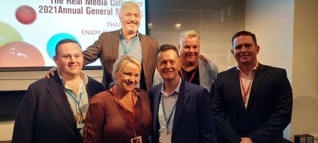 Board members at the TRMC AGM: (l-r) James Hannan, Ovato; Kellie Northwood, TRMC; Tony Bertrand, Ball & Doggett; Craig Brown, Sappi; Matt Aitken, IVE; and Rodney Frost, Lamson Paragon