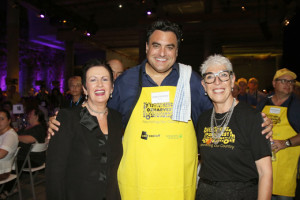 Lord Mayor of the City of Sydney, Clover Moore, James Symond of Aussie Home Loans, and OzHarvest CEO Ronni Kahn at the OzHarvest CEO Cookoff at Carriageworks in Sydney.
Photo Credit - Getty Images for OzHarvest