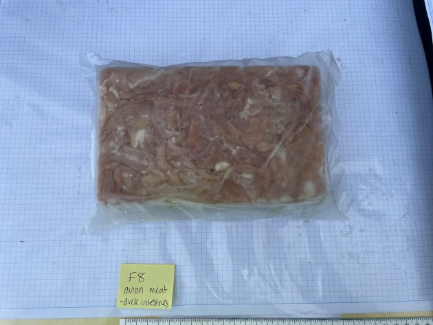 Biosecurity officers secured approximately 38 tonnes of risk material—including boxes of turtle meat, frog meat, plant products, avian meat, pig meat, beef meat, and raw prawns. Image: DAFF