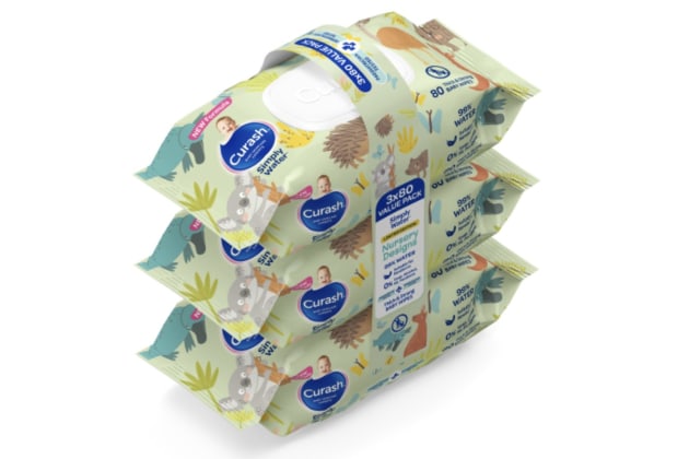 Tweak&rsquo;s nursery wipe packs with carry-handle design and animal illustrations.