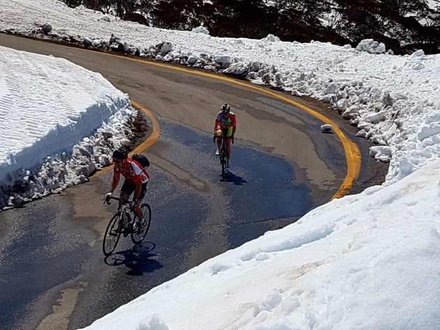 In scenes you’d swear were European, riders make their way up one of Australia’s most iconic high altitude climbs, the Alpine Way in New South Wales.