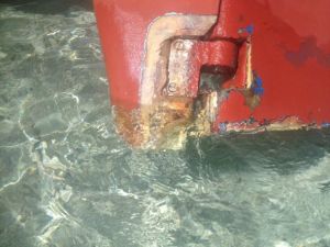 The rudder and keel are badly damaged.