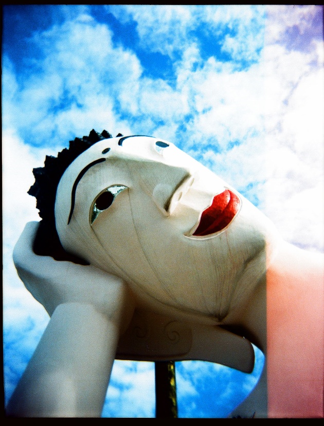 A reclining Buddha statue outside a rural Thai temple, captured on a Holga with a 6x4.5mm film mask. The aim was to capture a pensive and respectful image, the slight exposure overlap was one of those unexpected gems you only discover when you develop your film!