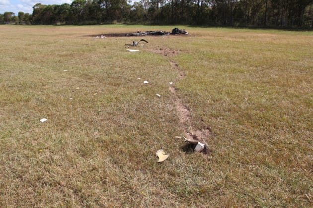 The crash site of VH-FRT at Caboolture. (ATSB)