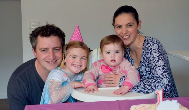 Our first Bell Awards winner Jackie Newnham with husband Nick and daughters Isabelle and Emily