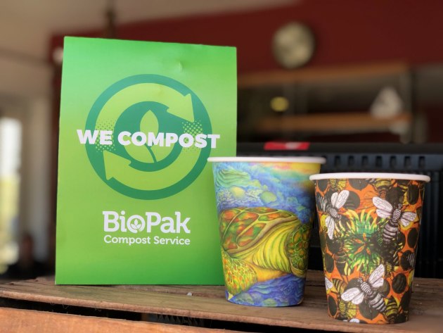 The BioPak compost service tackles the pressing issue of disposable coffee cup waste.