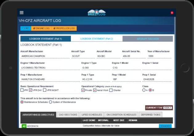 BreezyLog was designed to make record tracking for aircraft easier than the current paper system. (BreezyLog)