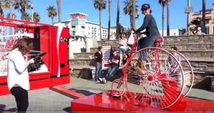 Coca-Cola launched the Happy Cycle in 2014 and invited people to ride a bike and trade their calories for a Coke.