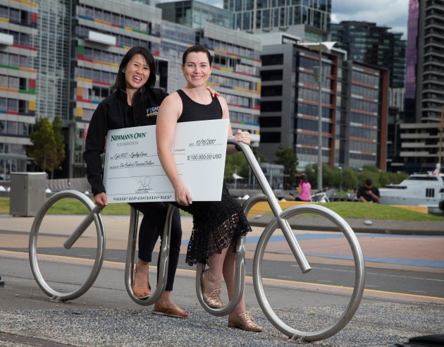 Legendary Australian cyclist Anna Meares with Dr Melissa Yang after the $US100,000 donation was made.