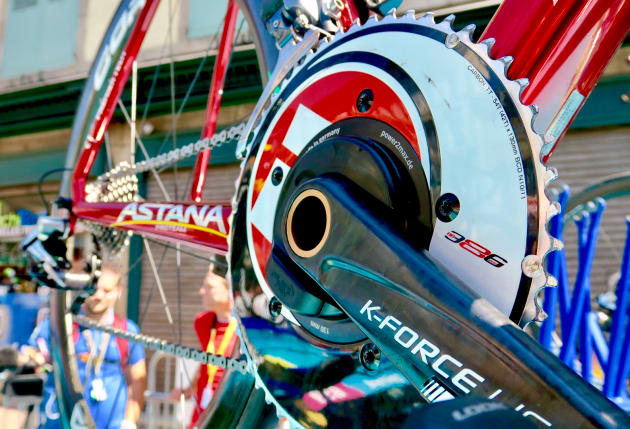 The FSA K-Force carbon crank on Fabio Aru's Argon 18 at the 2017 Tour de France. Image: Nat Bromhead