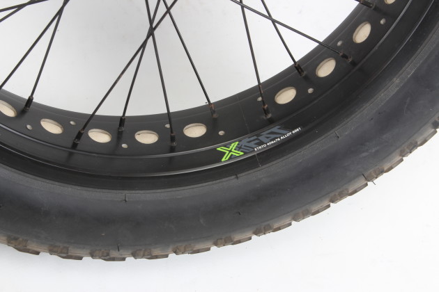 True 4.0 fat bike tyres on 80mm wide alloy rims - some serious flotation right here!