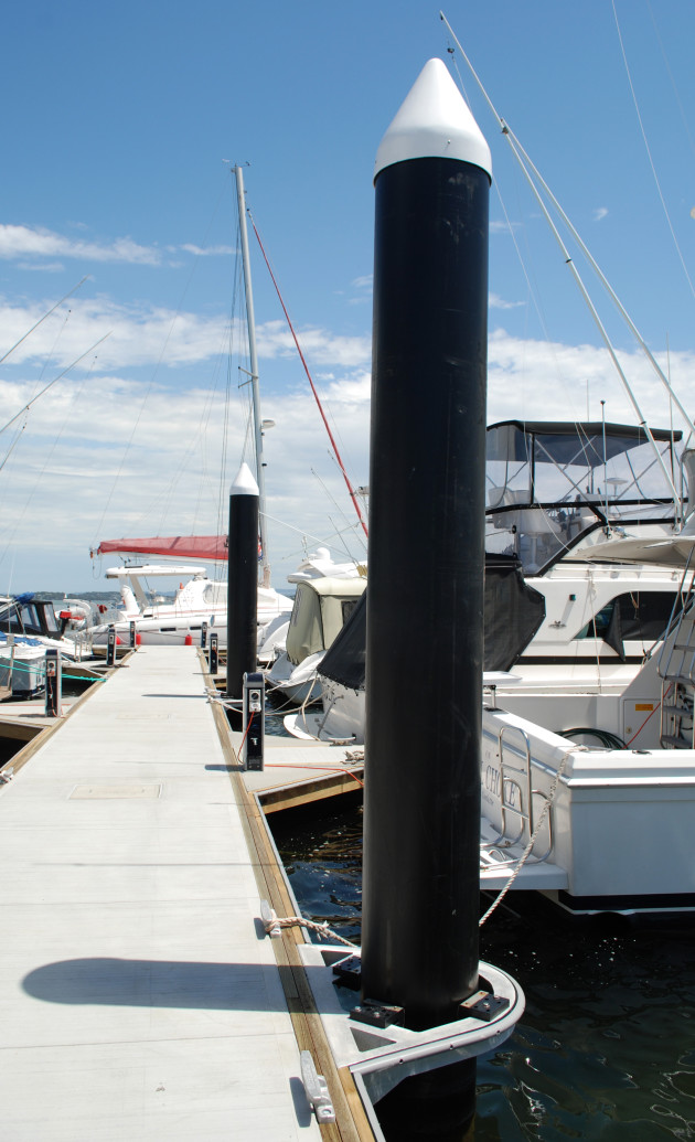 More than 240 wooden posts were replaced with just 13 poles anchoring the new jetties.