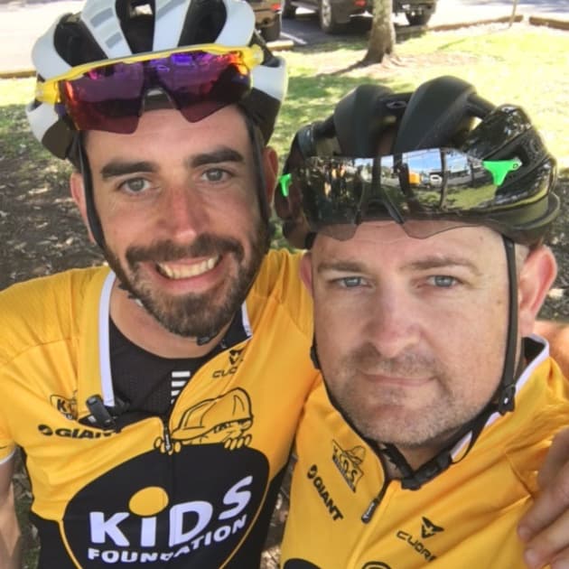 Martin Clucas (left) and Darren Rutherford prior to the start of a recent Kids Foundation charity ride.