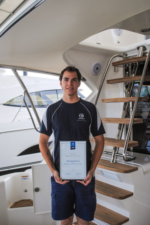 Fourth year apprentice winner Nathaniel D'Ambrosio is now a qualified boat builder. He was unable to attend the award presentation.