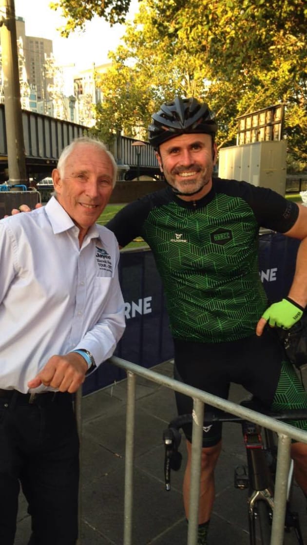 Nick with well-known cycling legend Phil Liggett. Image: Supplied