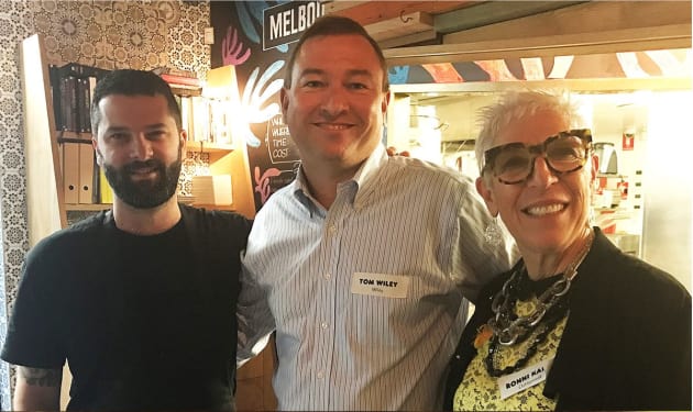 Ben Williamson and Tom Wiley with OzHarvest CEO, Ronni Kahn.