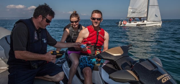A Victorian boating safety officer checks PWC marine licences.
