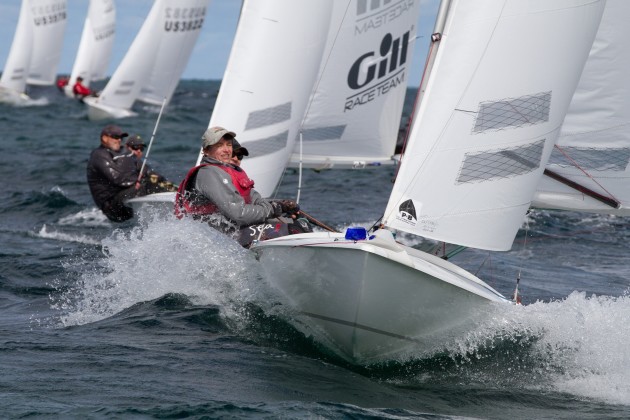 Defending champions Nick and Janet Jerwood won the second last race of the series ahead of eventual winners, Grant Alderson and Dean McAullay, seen here giving chase. Photo Bernie Kaaks.
