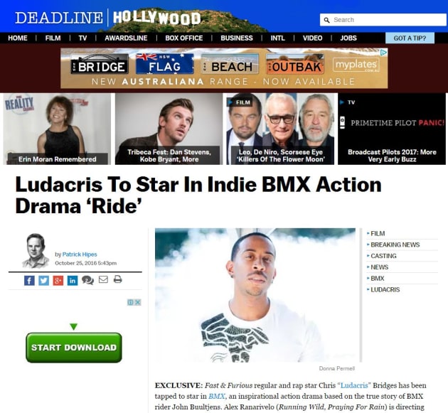 Even though the new John Buultjens BMX movie will not be out until November, there is already an increasing amount of media coverage, particularly as the star, Chris &lsquo;Ludacris&rsquo; Bridges is currently featuring in the fastest box office success movie of all time.