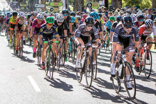 Riders of Stage 4 of the 2017 Santos Women's Tour - again the final stage of the women's tour will be held on the People's Choice Classic criterium course in North Adelaide on Sunday afternoon.