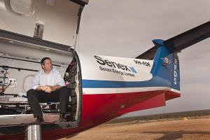Senex Managing Director Ian Davies with the sponsored RFDS PC-12.