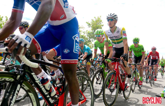 Riders including Australian National Champion Miles Scotson during the 6th and final stage of the 2017 Tour Down Under. Image: Nat Bromhead