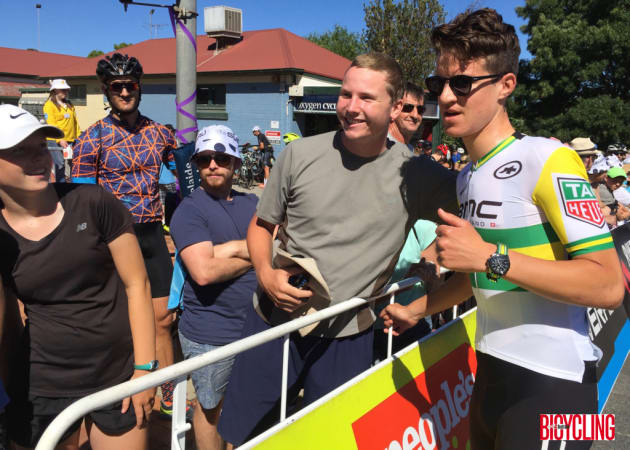 Aussie National Champion Miles Scotson was a crowd favourite at each stage start and finish. Image: Nat Bromhead.