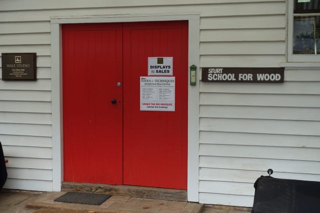 Red door entry to Sturt School for Wood's Wale Studio, named after founder Alan Wale.